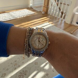 Michele Two-Tone Silver and Gold Diamond-Accent Chronograph Watch